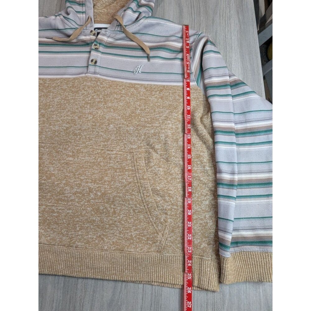 Hooey Striped Plush Sherpa Fleece Pullover Hoodie Tan Western Serape Ladies XL - Picture 3 of 10